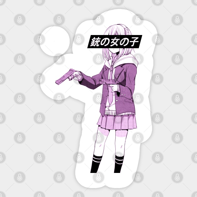 GUN GIRL PINK SAD JAPANESE ANIME AESTHETIC Sticker by Poser_Boy